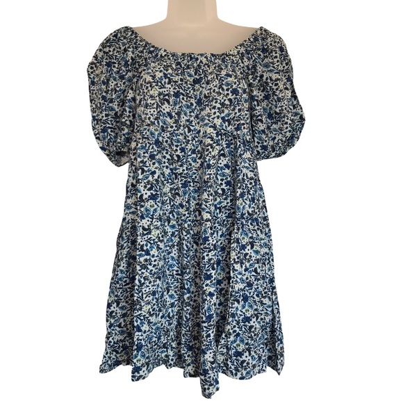 Wild Fable Ruffled Blue Floral Tiered Babydoll Dress - Picture 4 of 10